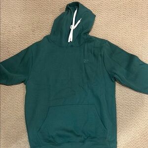 Green Hoodie with White Drawstrings